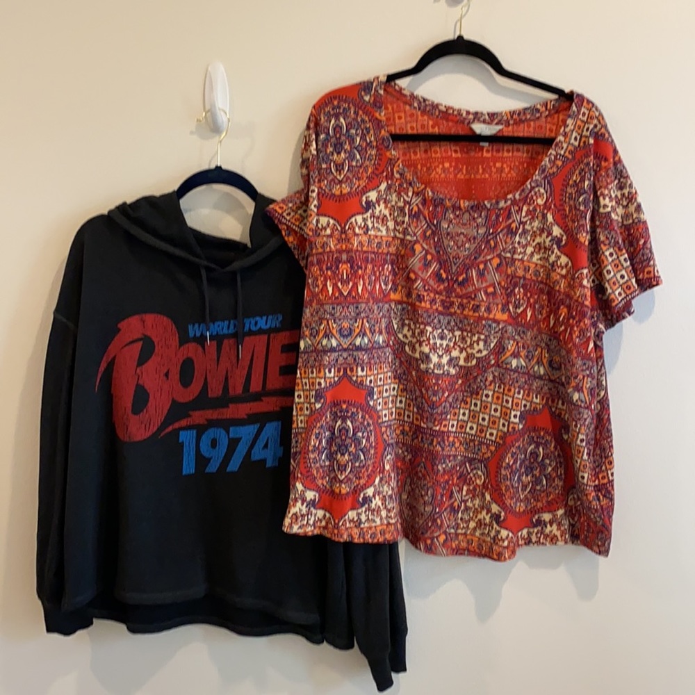 Torrid Crop Hoodie and Lucky Brand T-shirt